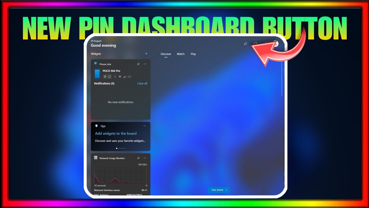 Enable Hidden Pin Dashboard Button On Widgets Bar | Windows 11 Insider Build | Techtitive