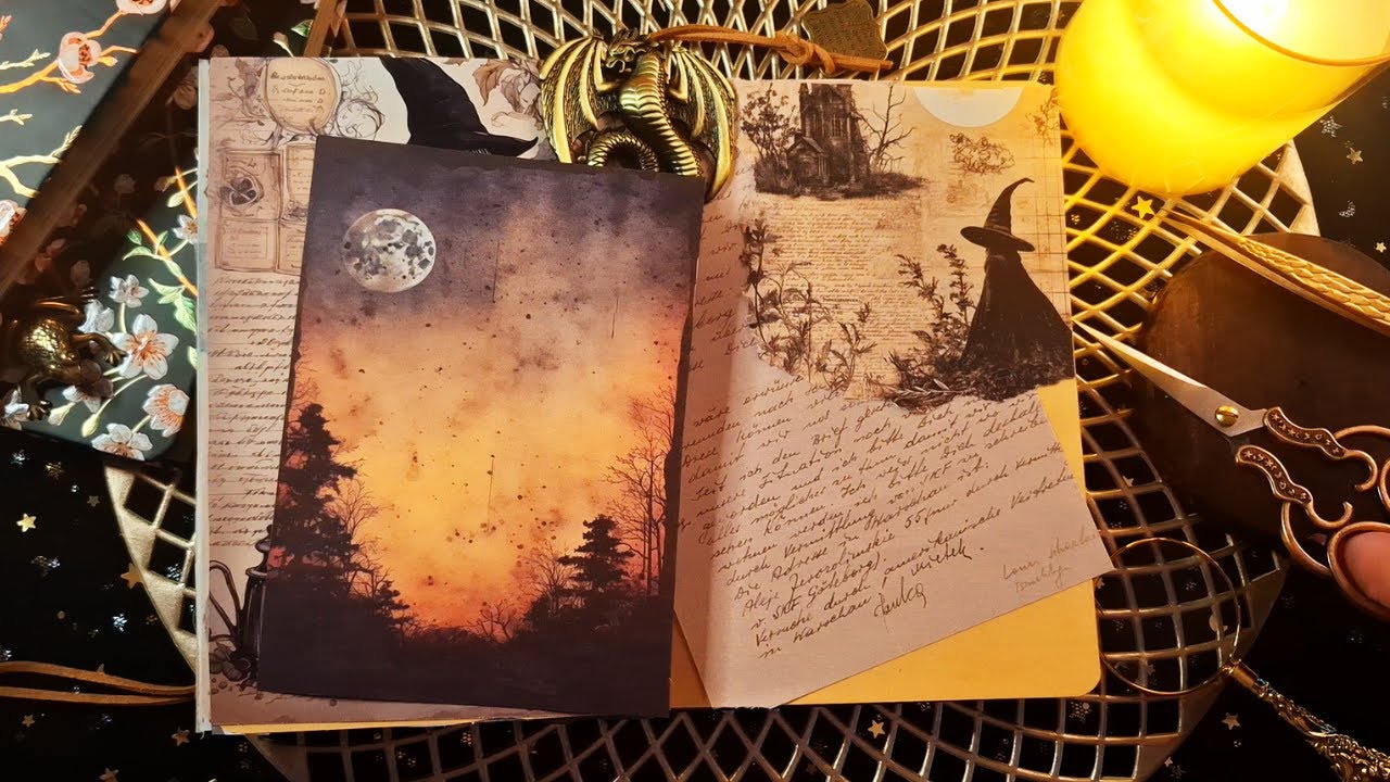 ASMR | Journal With Me | Relaxing Scrapbooking | Paper Sounds | Gentle Rain Sound | No Talking