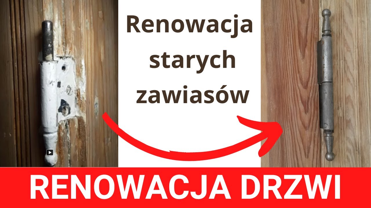Czyszczenie zawiasów w starych drzwiach w kamienicy. Renowacja starych zawiasów.  Renowacja drzwi.