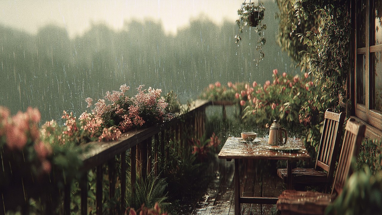 Cozy Rustic Porch in the Rain 🌧️🍃 |  Pure Rain Sounds for Studying & Ambient Focus