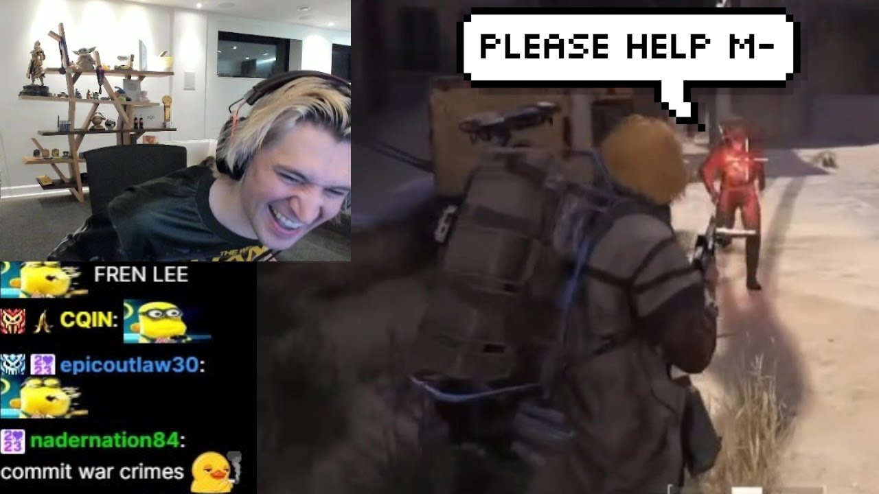 xQc умирает от смеха над своим видео, где он наносит удары по людям в Arc Raiders