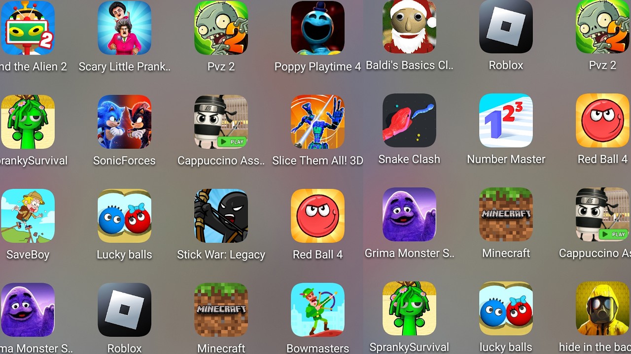 Roblox,Sprunki survival,Hay Day,Find The Alien 2,Barwal Stars,Draw To Smash,Mario Run,Bowmasters
