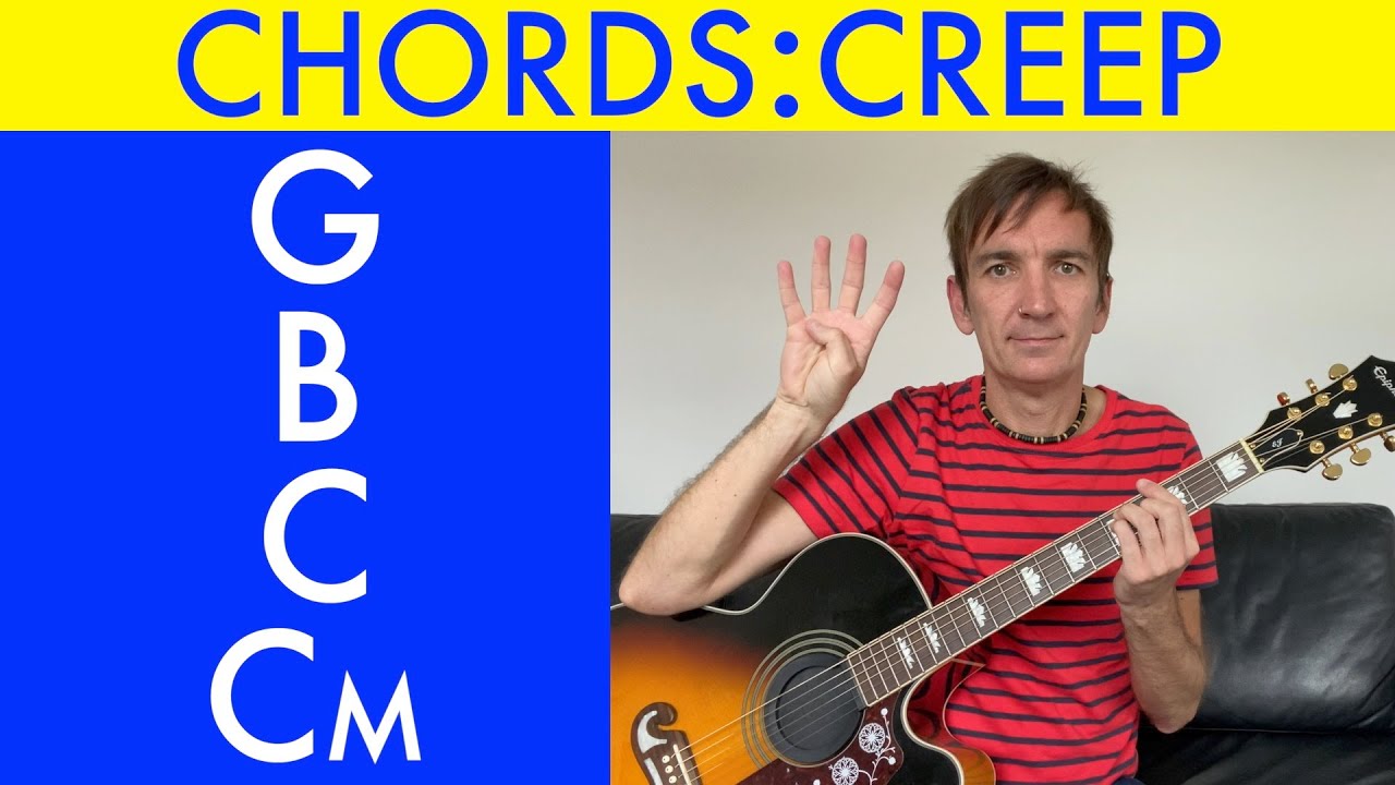 How to play Creep chords (By Radiohead) acoustic guitar (Song with 4 chords) Guardians of the Galaxy