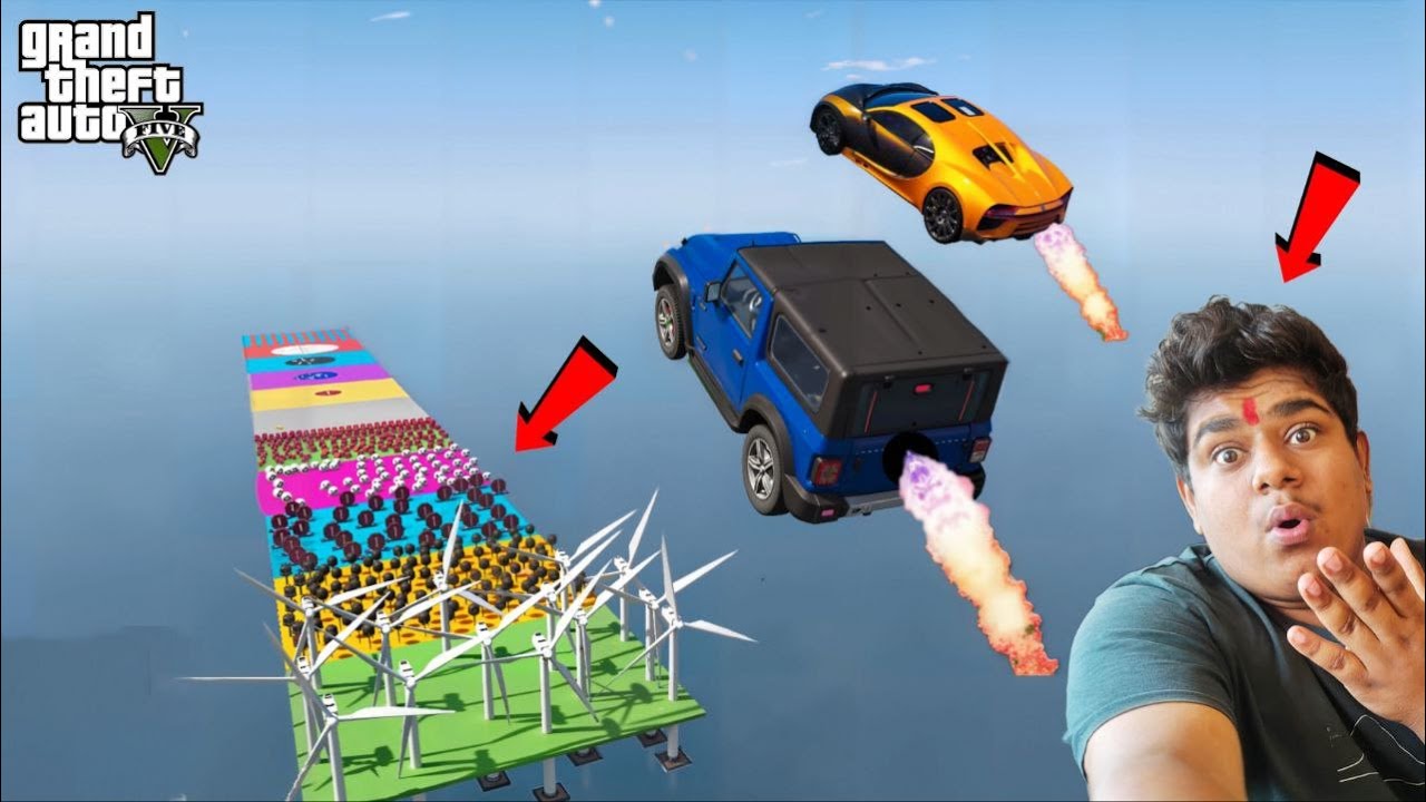 GTA 5: Indian Cars Vs super cars | IMPOSSIBLE high jump 10 stage Challenge | GTA 5 MODS