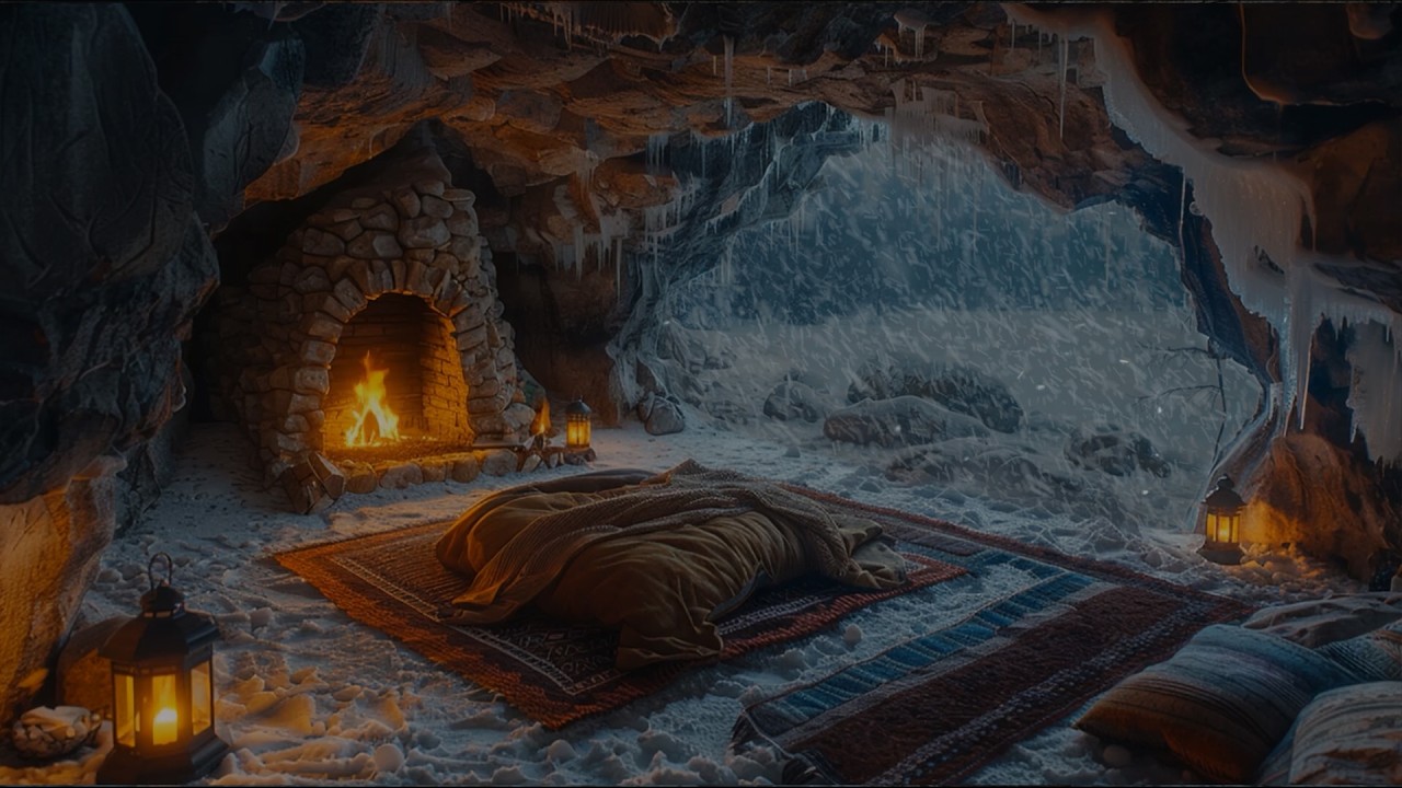 Snowstorm Outside, Hobbit Warmth Inside | Fireplace & Blizzard Sounds for Deep Sleep