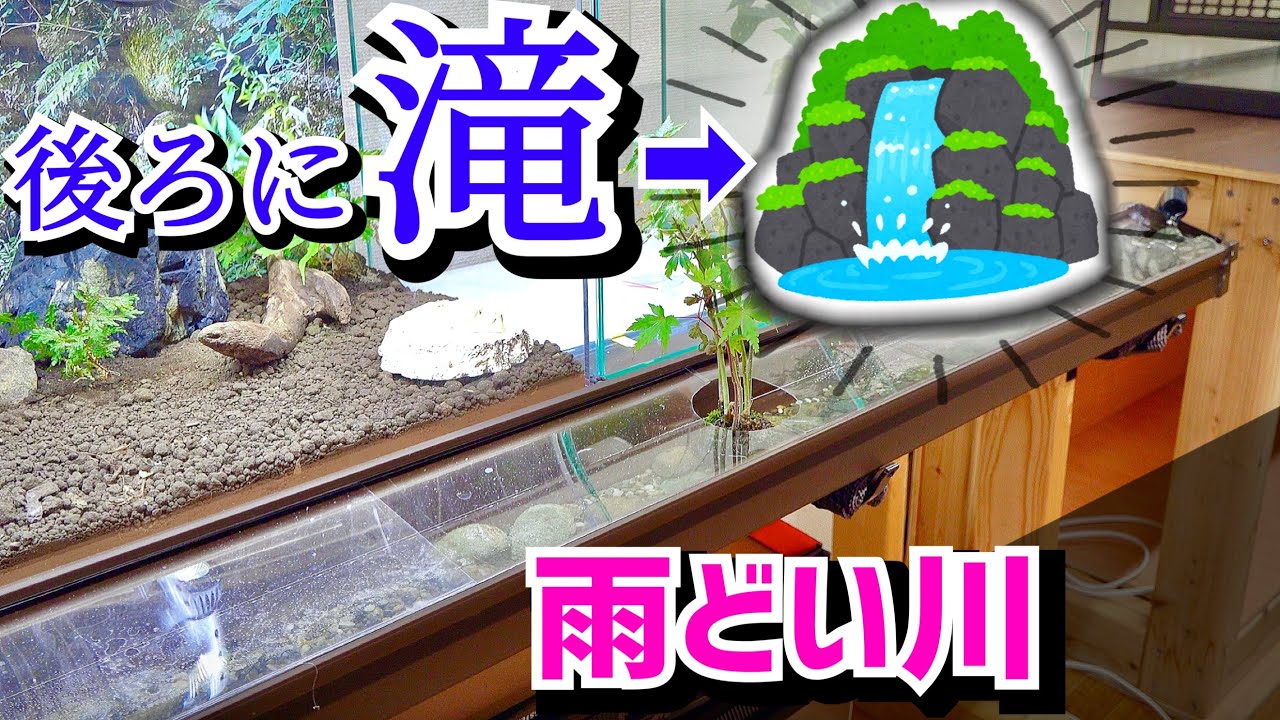 雨どい川の後ろに滝が欲しいので作ることにした。【滝のアクアテラリウム１】