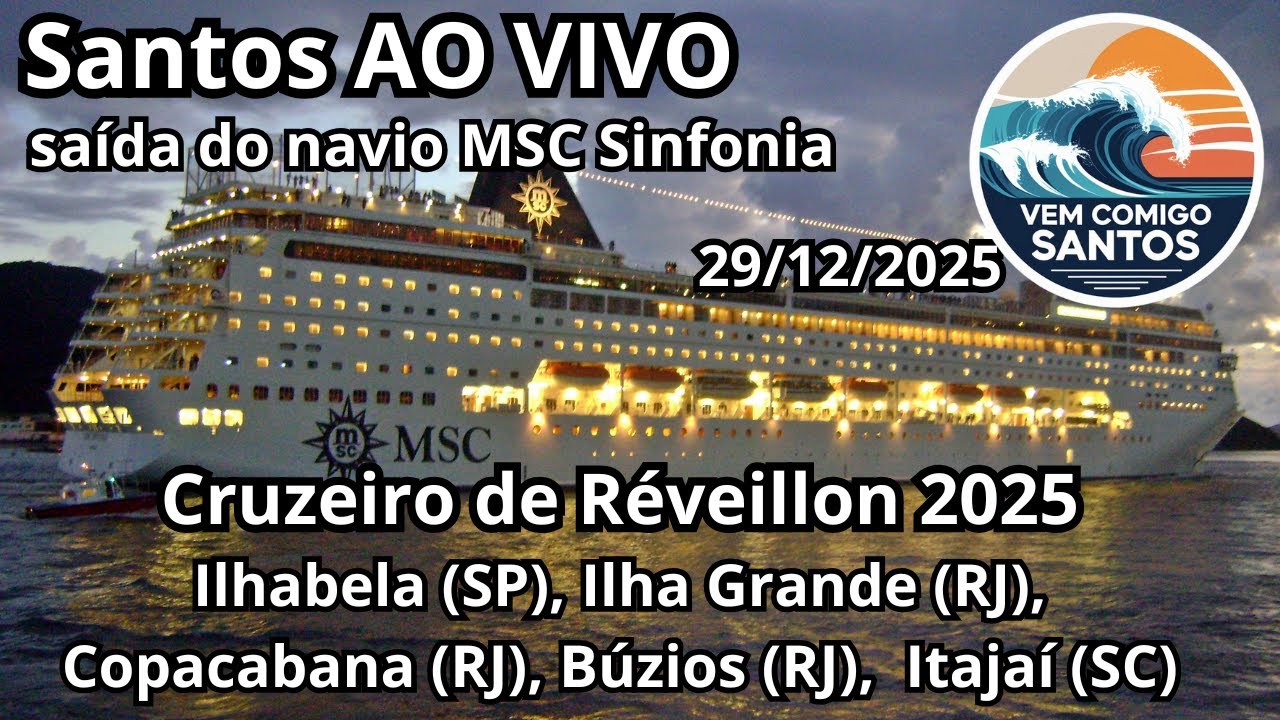 MSC Sinfonia saindo de Santos | Cruzeiro de Réveillon 2025