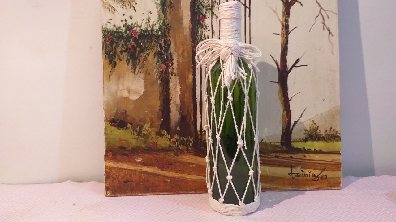 Como fazer uma linda decoração com técnica de macramê em garrafas! Regina Ensina!