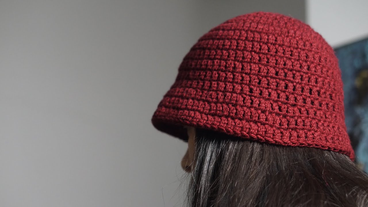 Left-handed: How to Crochet the double crochet bucket hat 