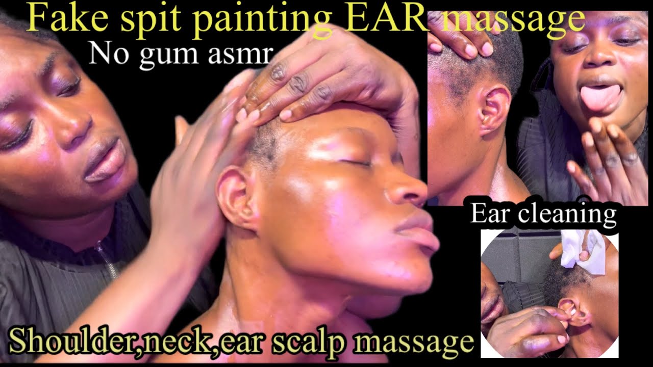 ASMR✨fake spit painting ear massage, ultimate shoulder,scalp,head,neck massage for sleep