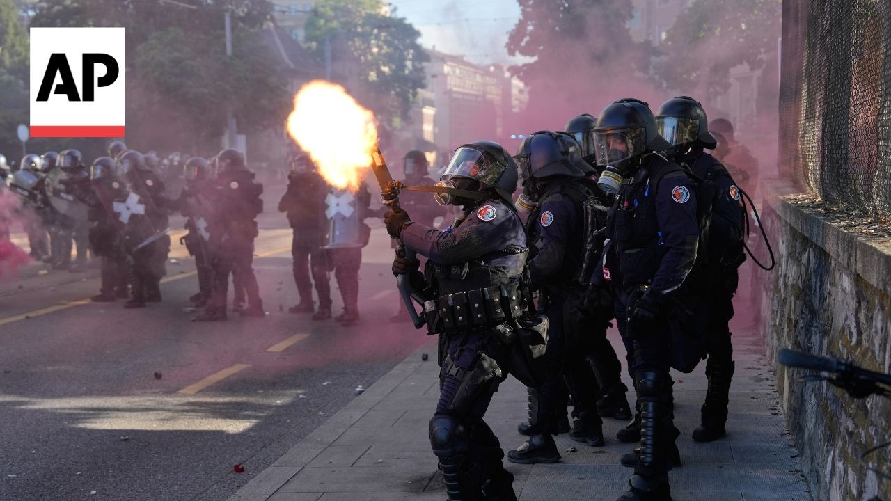 Protesters clash with police in Geneva ahead of G7 summit in France