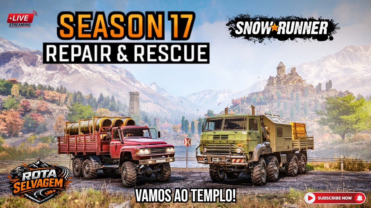SnowRunner - Season 17: Repair & Rescue 👉 Vamos ao Templo! 🔴 5ª Rota do  Rota Selvagem