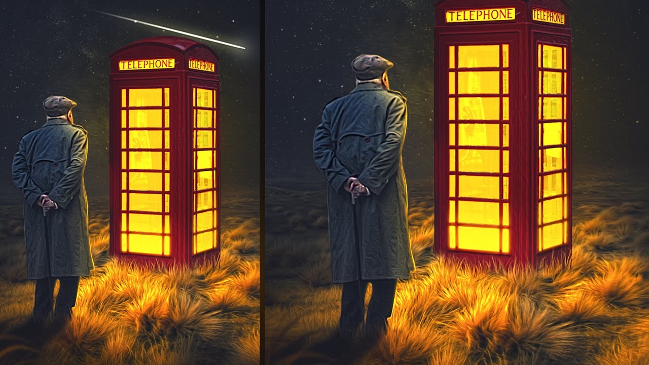 Glowing Telephone Booth Photo Manipulation Photoshop Tutorial