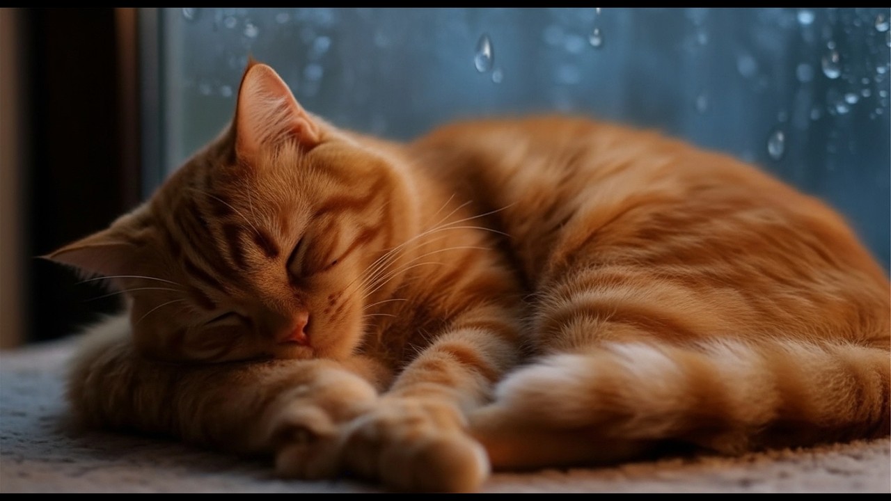 8 Hours Rain Therapy for Insomnia 🌧️ | Cozy Sleeping Cat & Rain Sounds