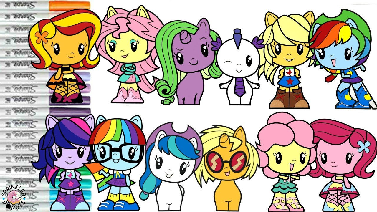 My Little Pony Cutie Mark Crew Color Swap Compilation MLP Coloring Book Mane 6 Sunset Shimmer Spike