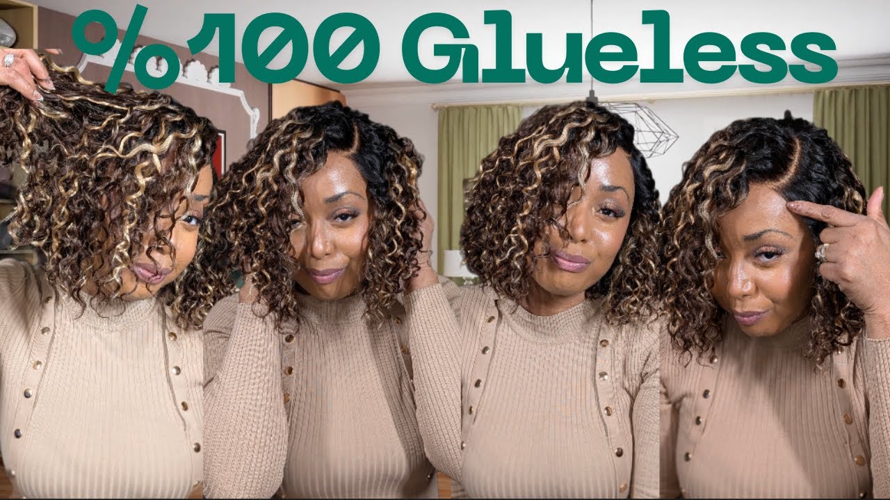 Straight out the box glueless bob wig human hair with curly blonde highlights | Luvme Hair