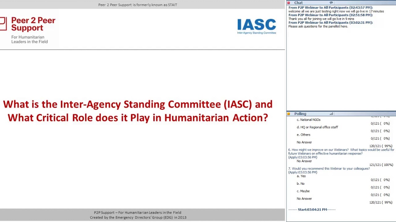 P2P Webinar: Reform of the Inter-Agency Standing Committee
