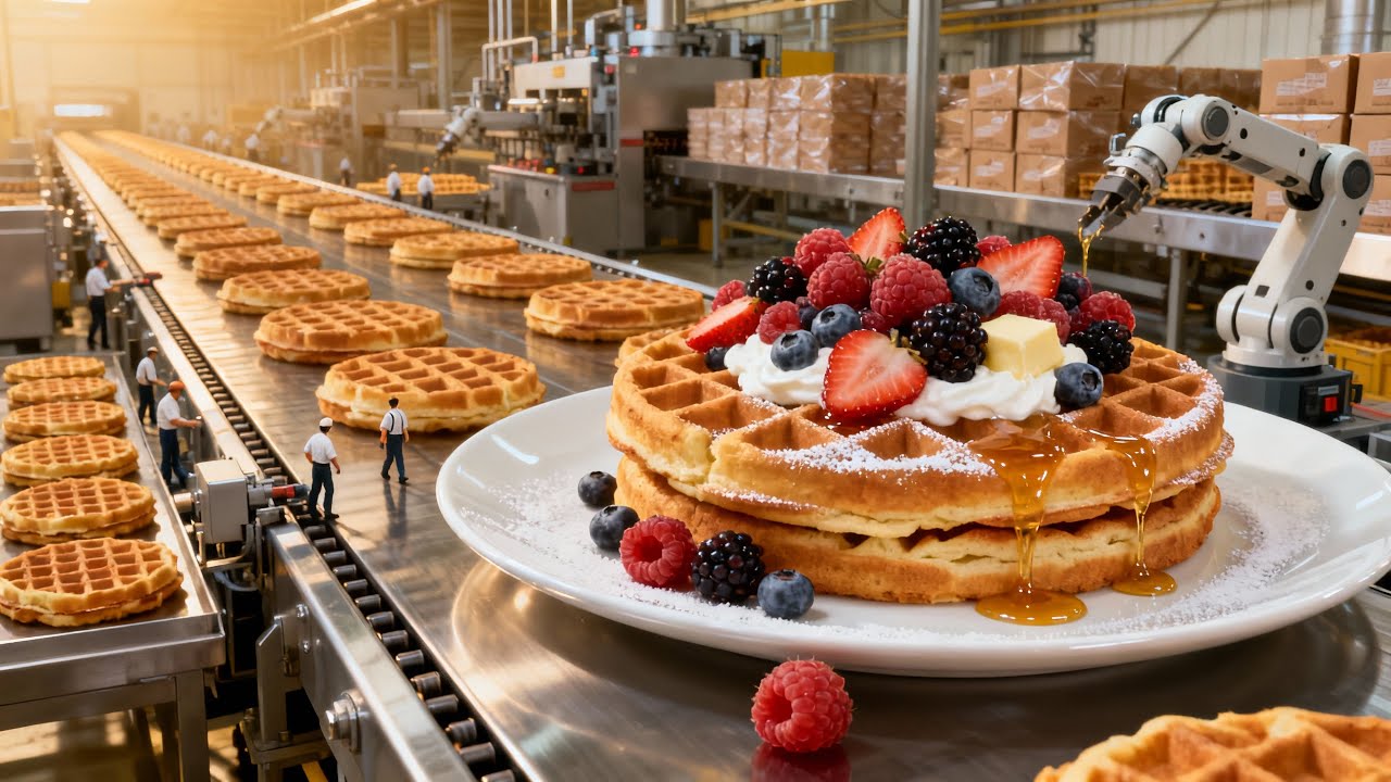 Inside the Belgian Waffle Factory | How MILLIONS of Crispy, Golden Waffles Are Made (Full Process)