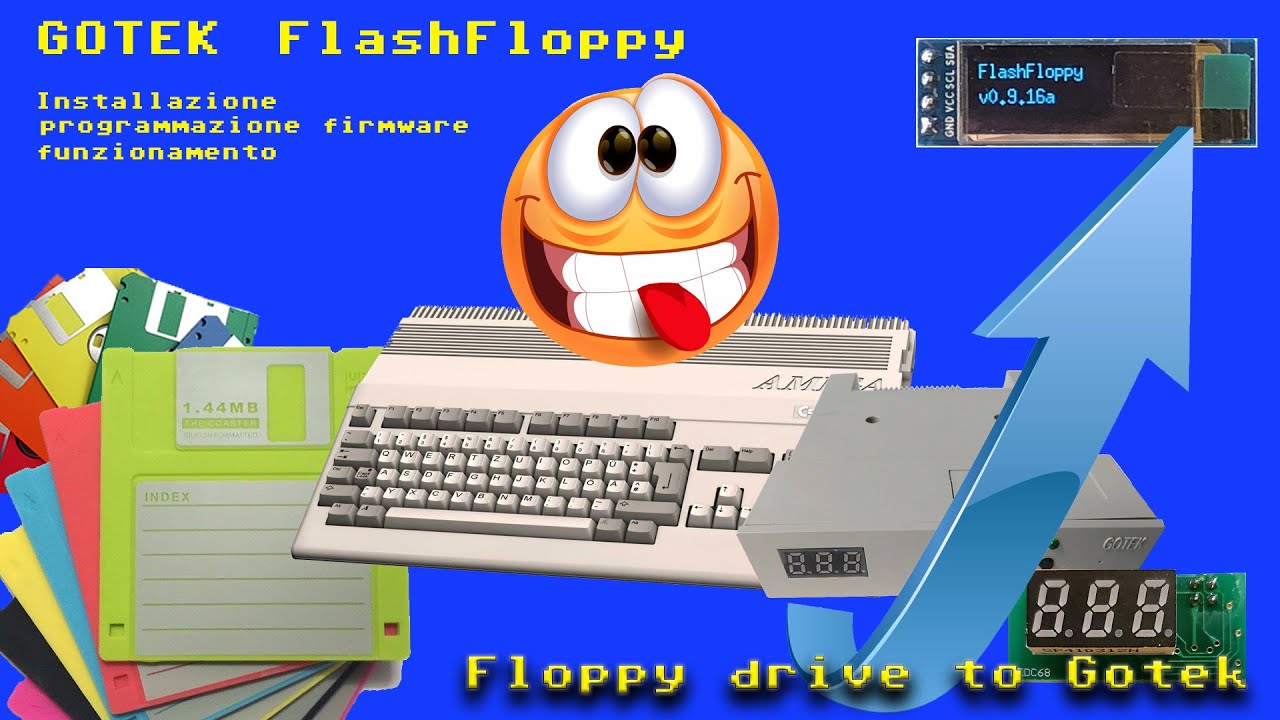 GOTEK Emulatore Floppy OLED mod e FlashFloppy Firmware, installazione programmazione e test