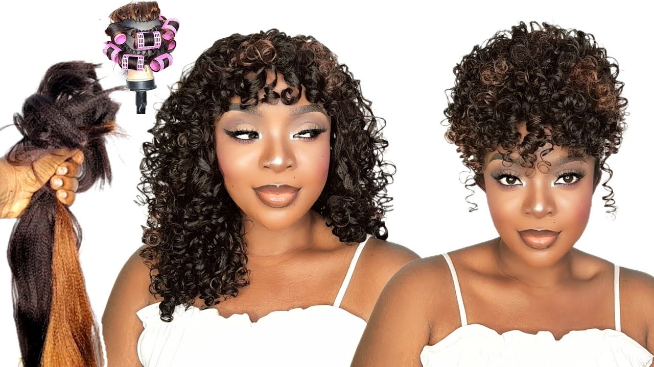 OMG😳😱 Curly Crochet Wig With Bangs Using Braiding Hair| Crochet Tutorial 