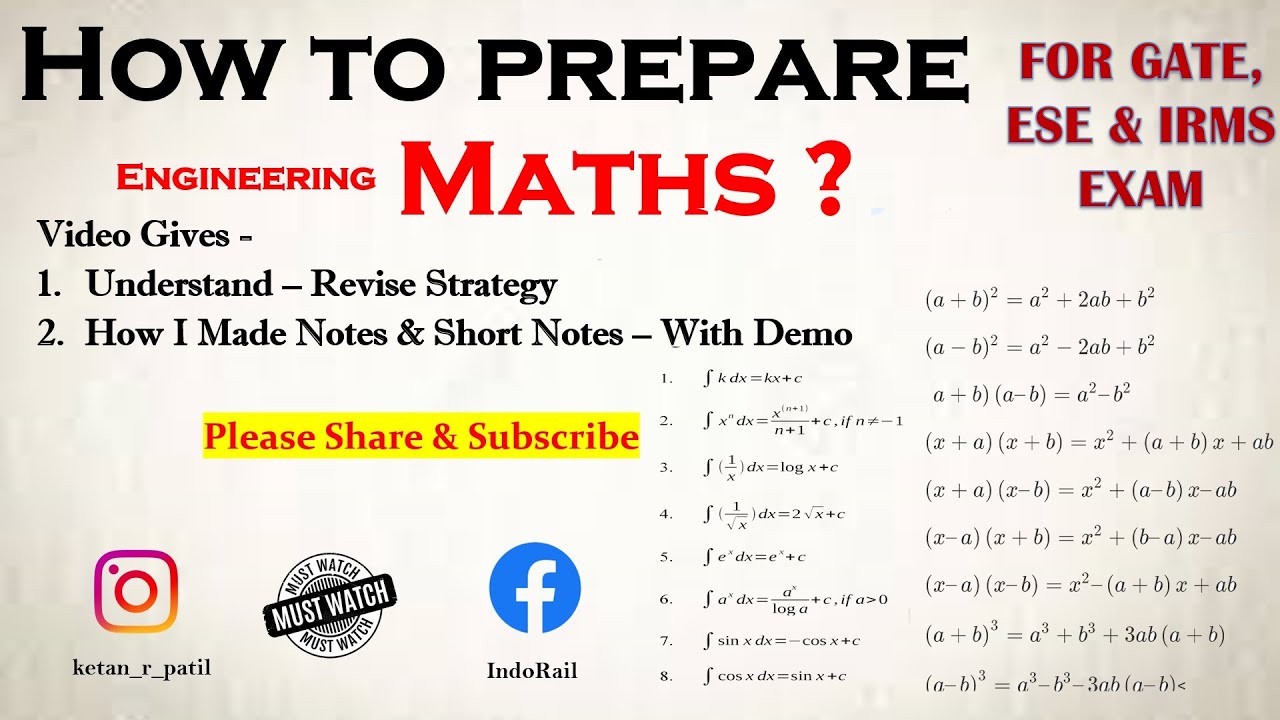 How To  Prepare Mathematics For ESE & GATE ? | Best Strategy | Aim 100% Marks | My Way | Indorail