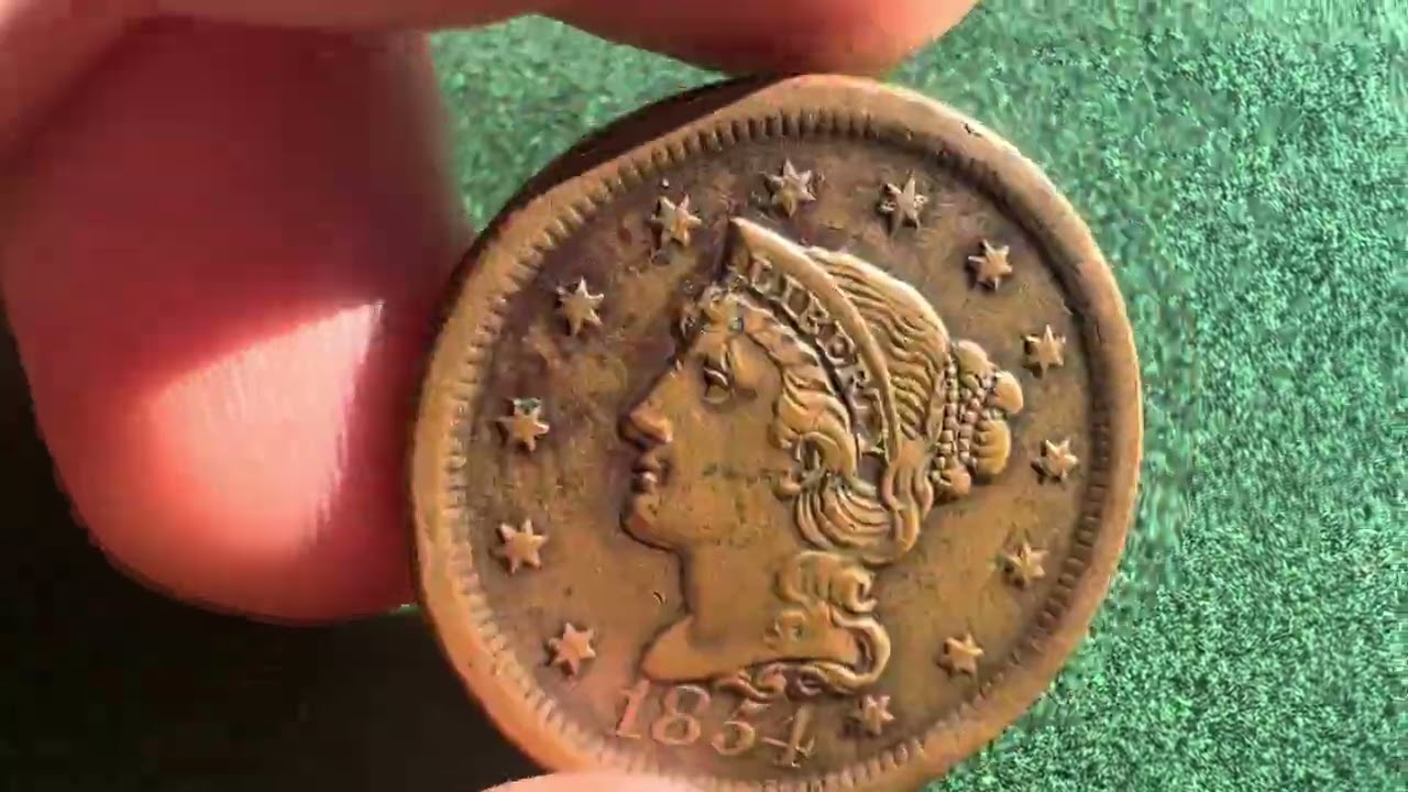 1854 Large Cent with heavy reverse damage from corrosion removal