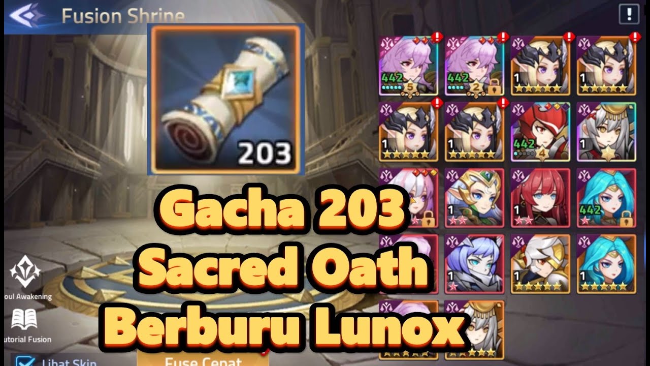 Gacha 203 sacred oath berburu lunox diakun bawang3 - Mobile legends adventure