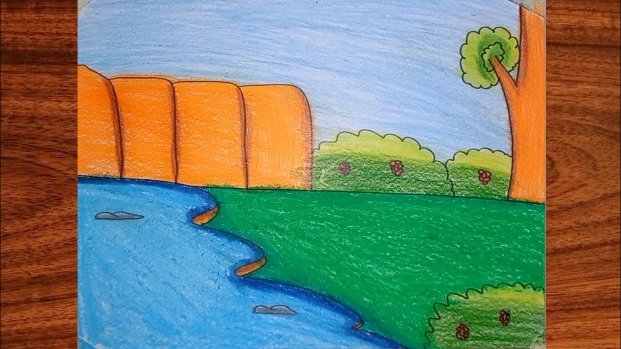 How to draw beautifull natural scenery easy || Drawing Beautifull Natural Scenery Easy. 