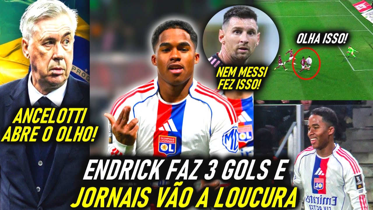 ENDRICK MARCA 3 GOLS e OLHA a REAÇÃO do MUNDO do FUTEBOL!  - SUPEROU O MESSI!