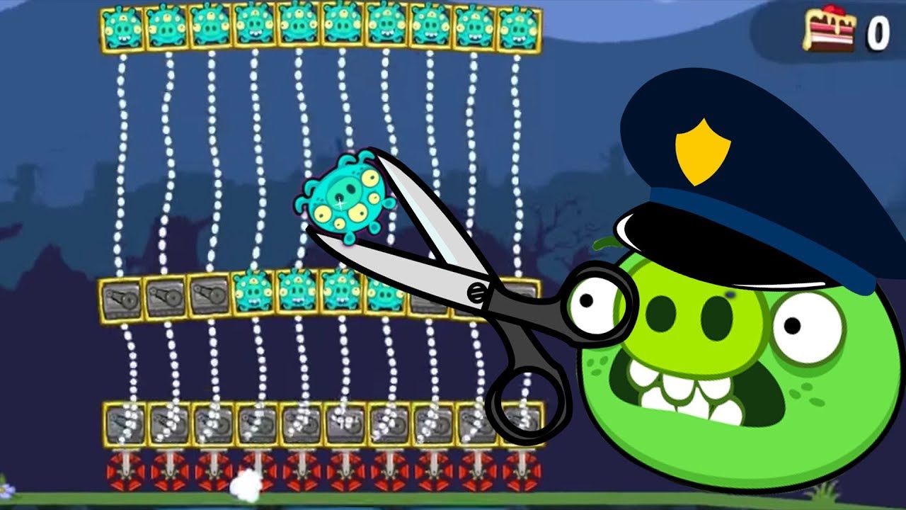 Bad Piggies - INTERESTING COP PIG CUTTING ROPE ALIEN (Field of Dreams)