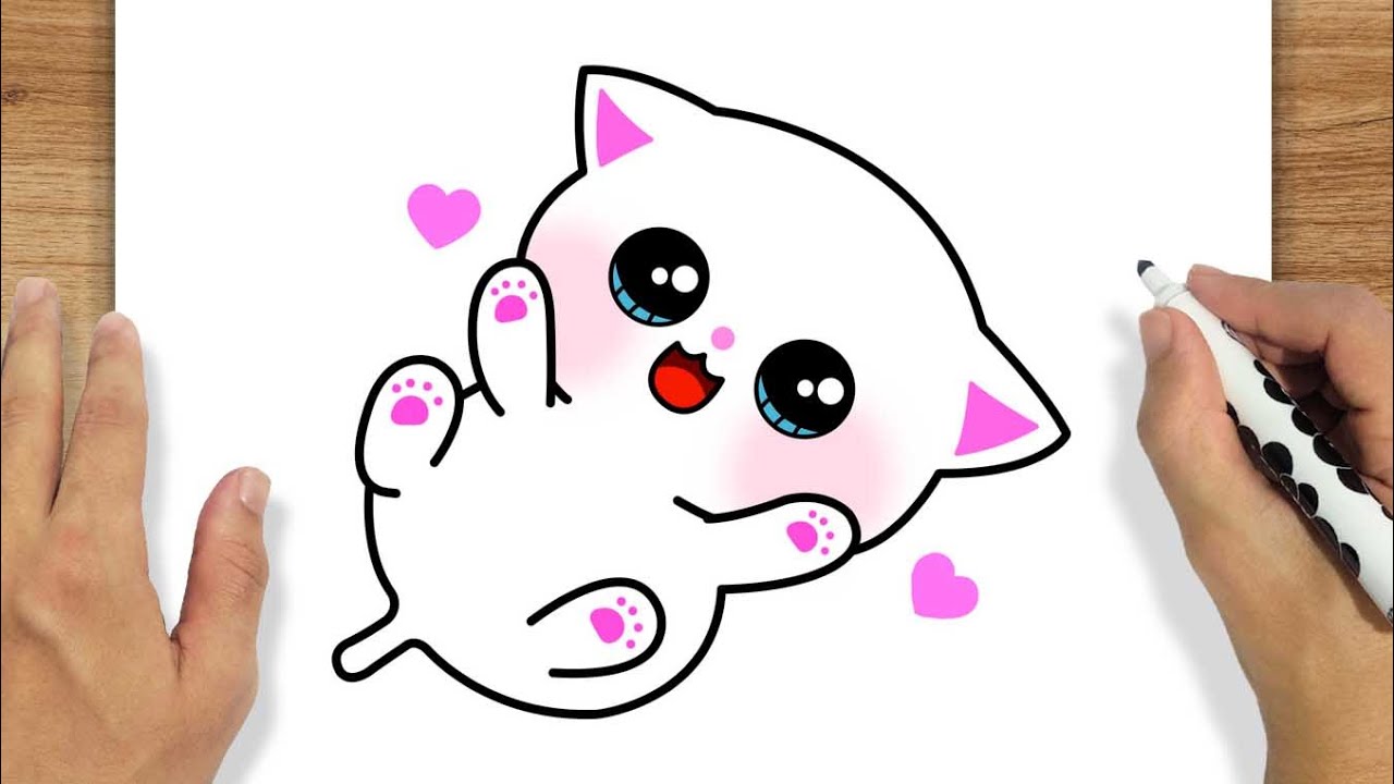COMO DESENHAR UM GATO BEBE KAWAII