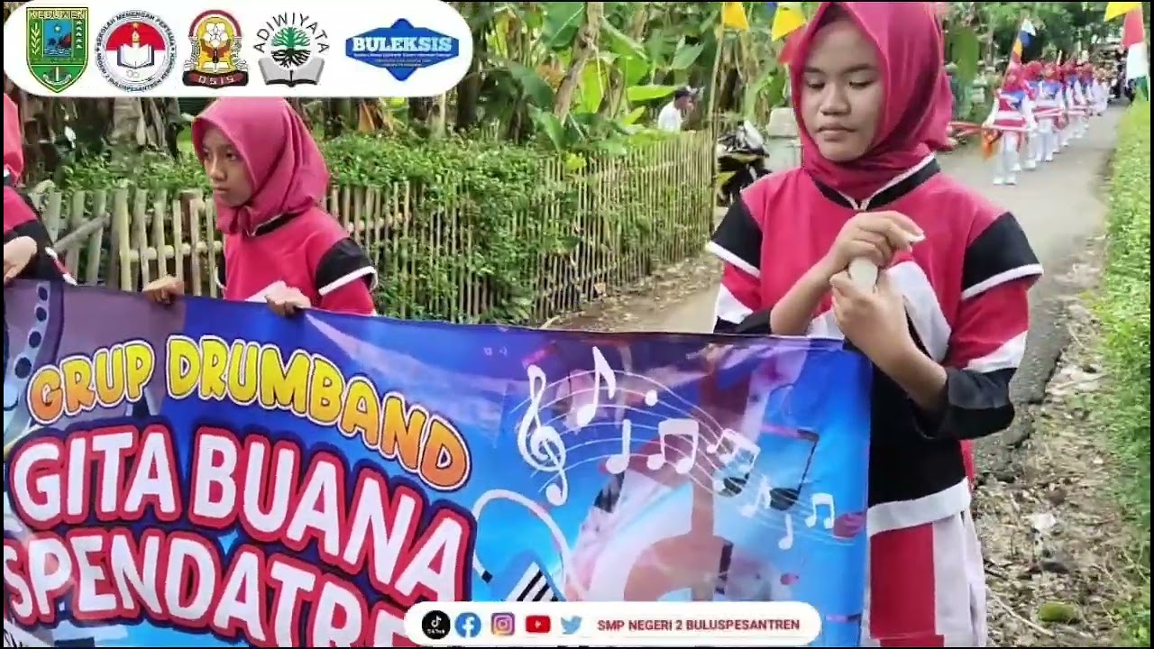 Partisipasi Drumband Spendatren di acara Isra Mi'raj desa Ampih Buluspesantren