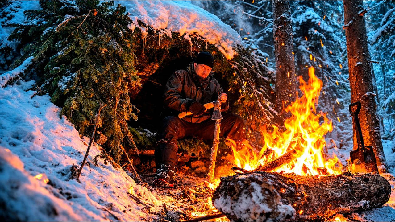I Built 5 Hidden Winter Shelters Alone in the Frozen Wilderness