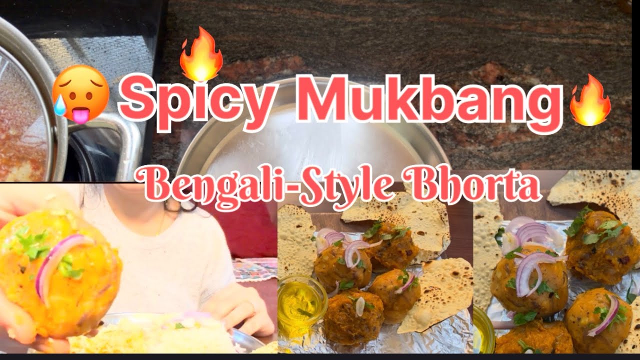 Eating Yummy & Spicy🥵 Bengali-Style Pumpkin🎃 Bhorta, Aloo Bhorta, Dal, Rice, Papad, Salad 🥗 