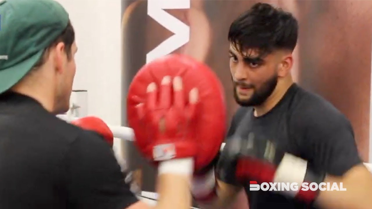 Hassan 'The Hitman' Azim explosive pad work with trainer Shane McGuigan ahead of professional debut