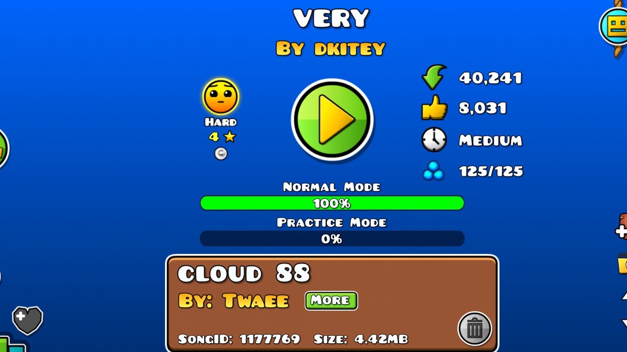 "VERY" 100% By dkitey (1 Coin) - Geometry Dash 2.2