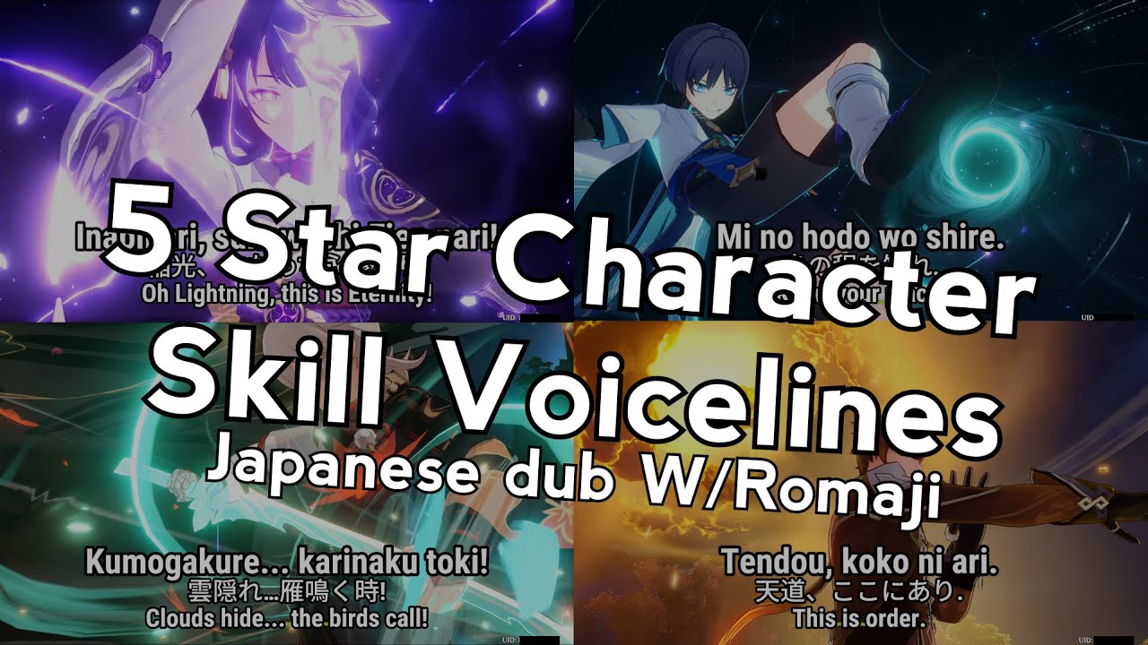 5 Star Genshin Character Voicelines - Japanese with Romaji and English Subtitles