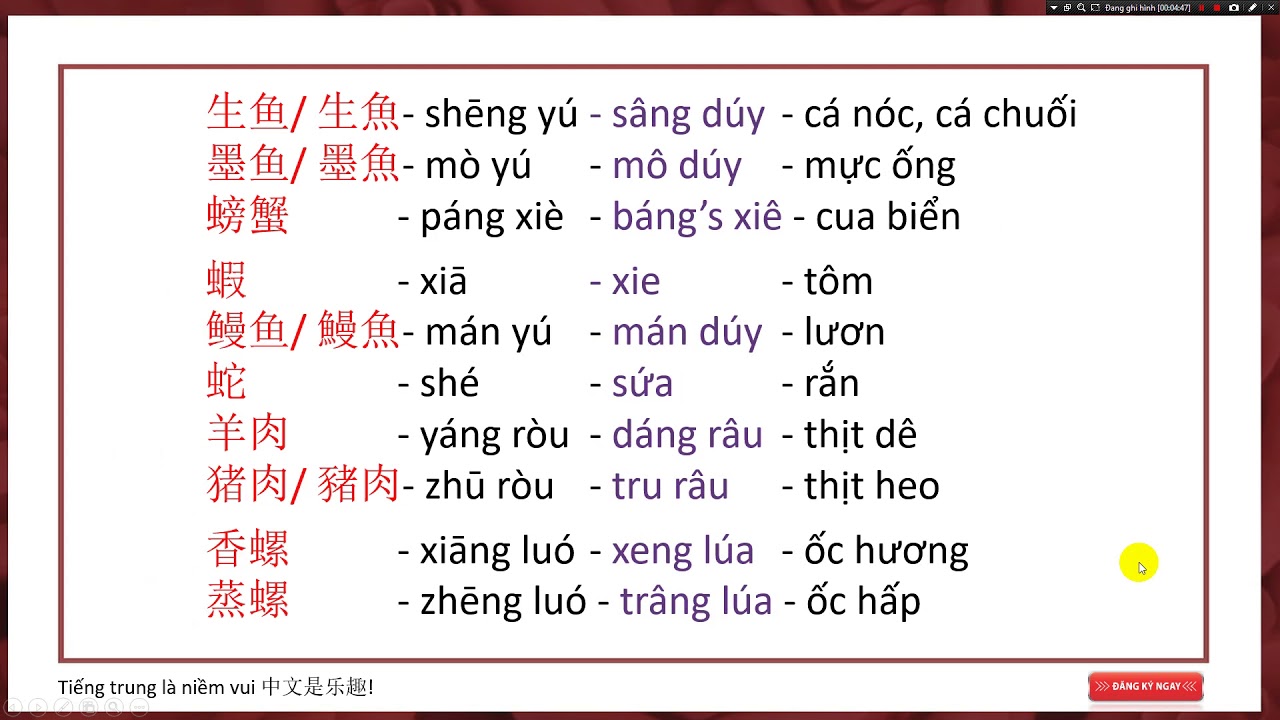 Tiếng trung GIAO TIẾP chủ đề : TỪ VỮNG NHÀ HÀNG VÀ ĂN UỐNG  - TIẾNG TRUNG LÀ NIỀM VUI