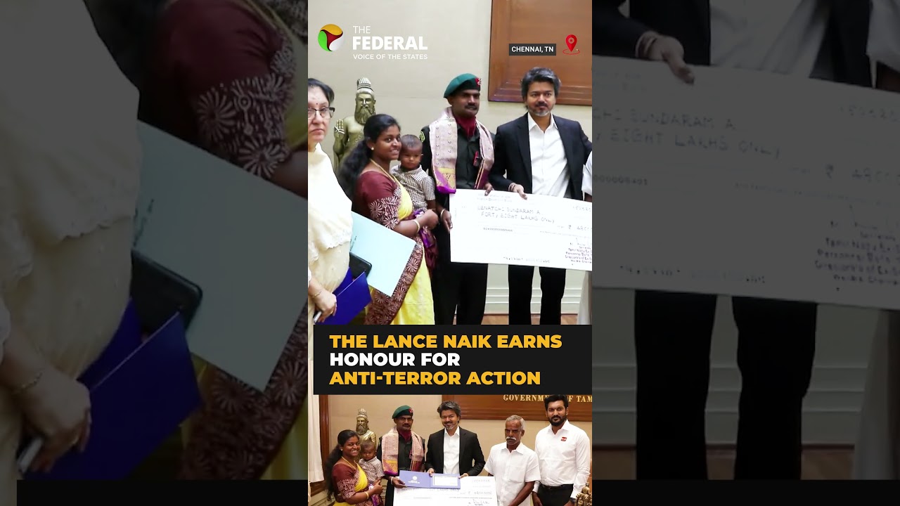 CM Vijay honours Kirti Chakra awardee Meenakshi Sundaram in Chennai | #shorts
