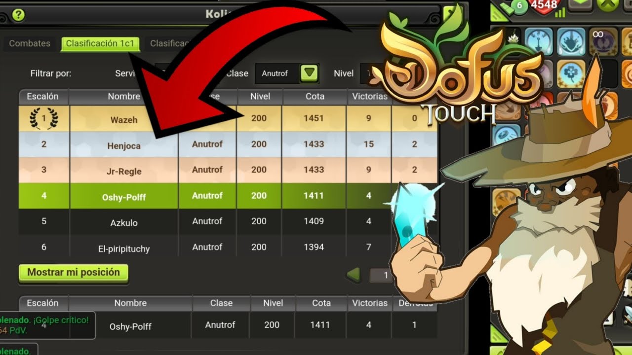 [Dofus Touch] Nos Aparece el Anutrof Top2 en Koliseo 1 vs 1