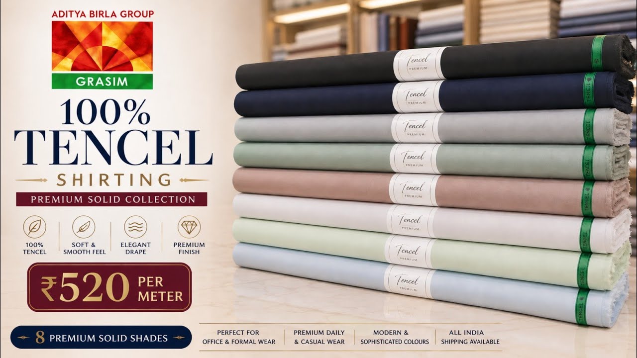 100% Tencel Shirting by Aditya Birla Group | Premium Solid Collection | ₹520/Meter