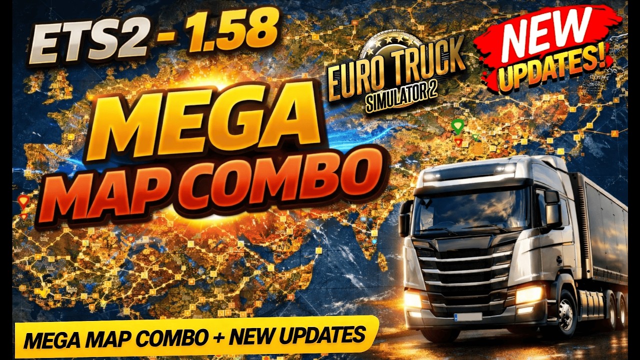 ETS2 1.58 MEGA MAP COMBO | New Update | PROMODS, RUSMAP, AUSTRALIA MAP, GRAND UTOPIA MAP AND MORE