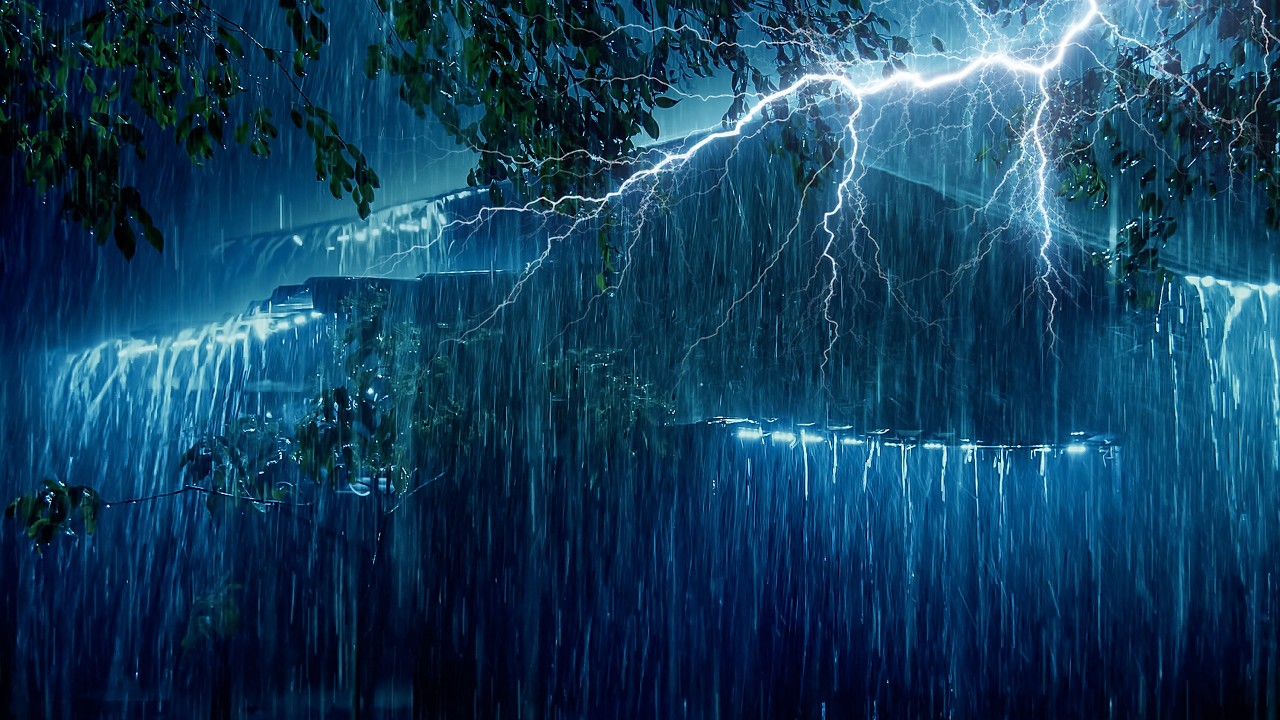 Drift Into Deep Sleep Quickly with Heavy Rainstorm | Rain Sounds on Metal Roof & Distant Thunder