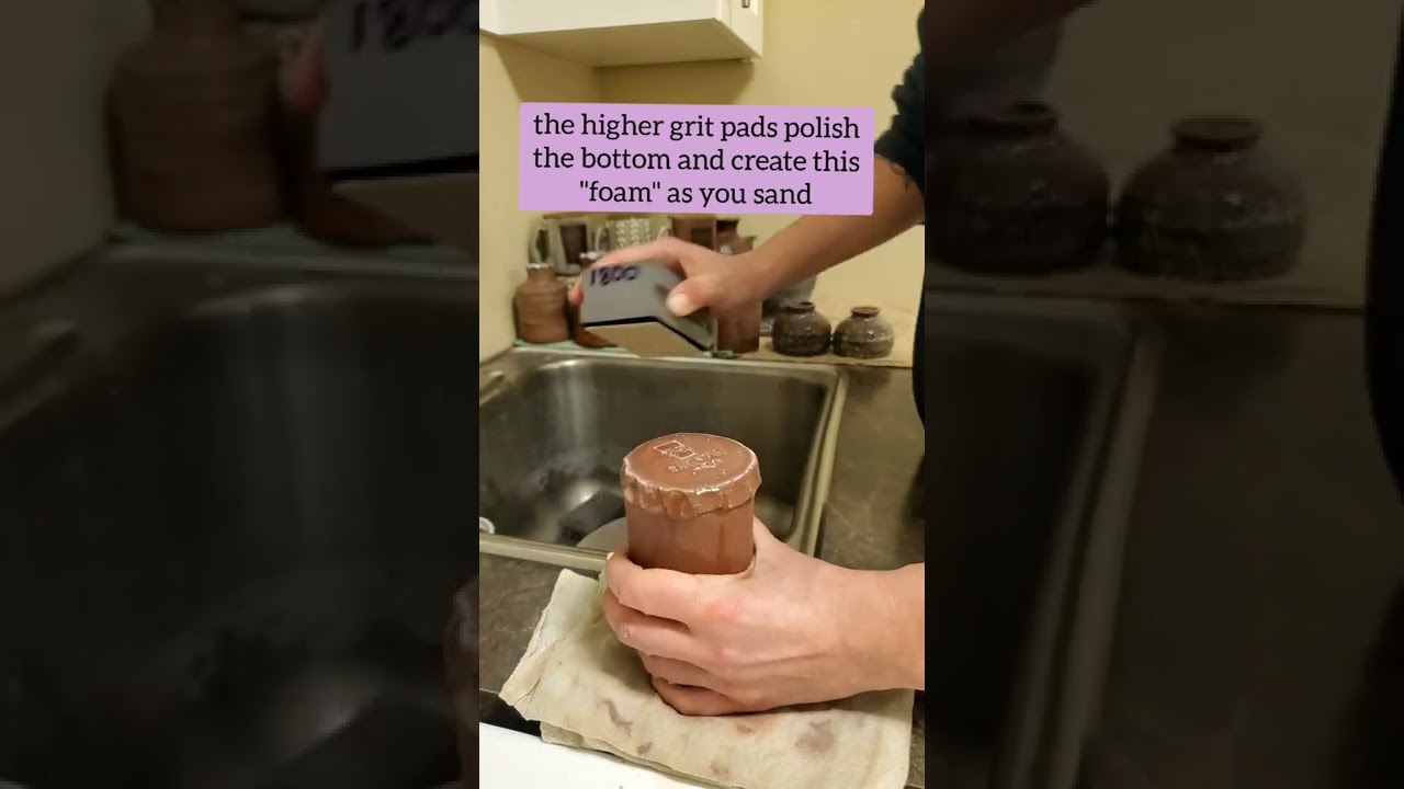 using diamond core sanding pads to get smooth pottery