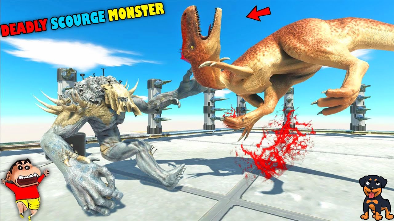 SCOURGE vs EVERY UNIT | SHINCHAN and CHOP fight DINOSAURS😱|😂Funny game in Hindi ANIMAL REVOLT BATTLE