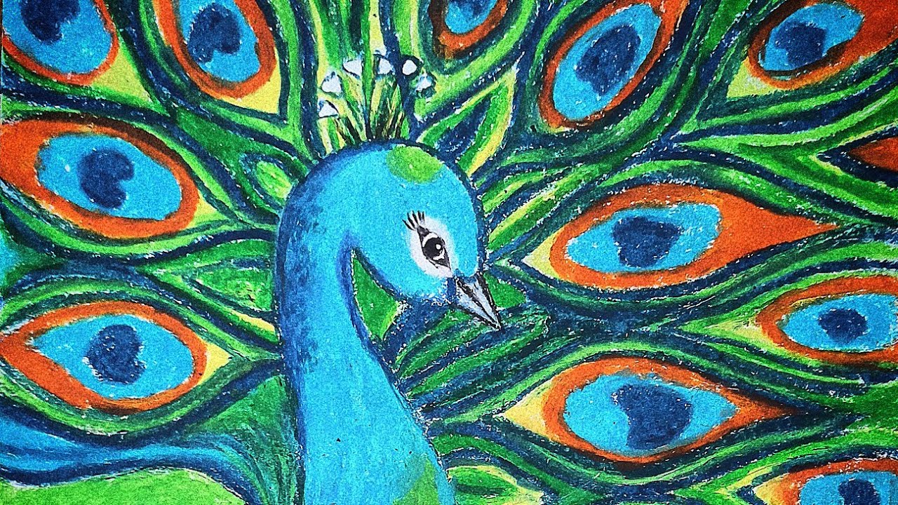 Easy Oil Pastel Drawing : Tutorial /Beautiful Peacock 🦚 Painting with Oil Pastel Color  #shorts #art