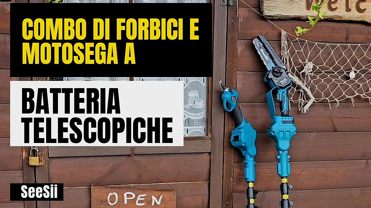 Kit Potatura - FORBICI PIÙ MOTOSEGA TELESCOPICA A BATTERIA.