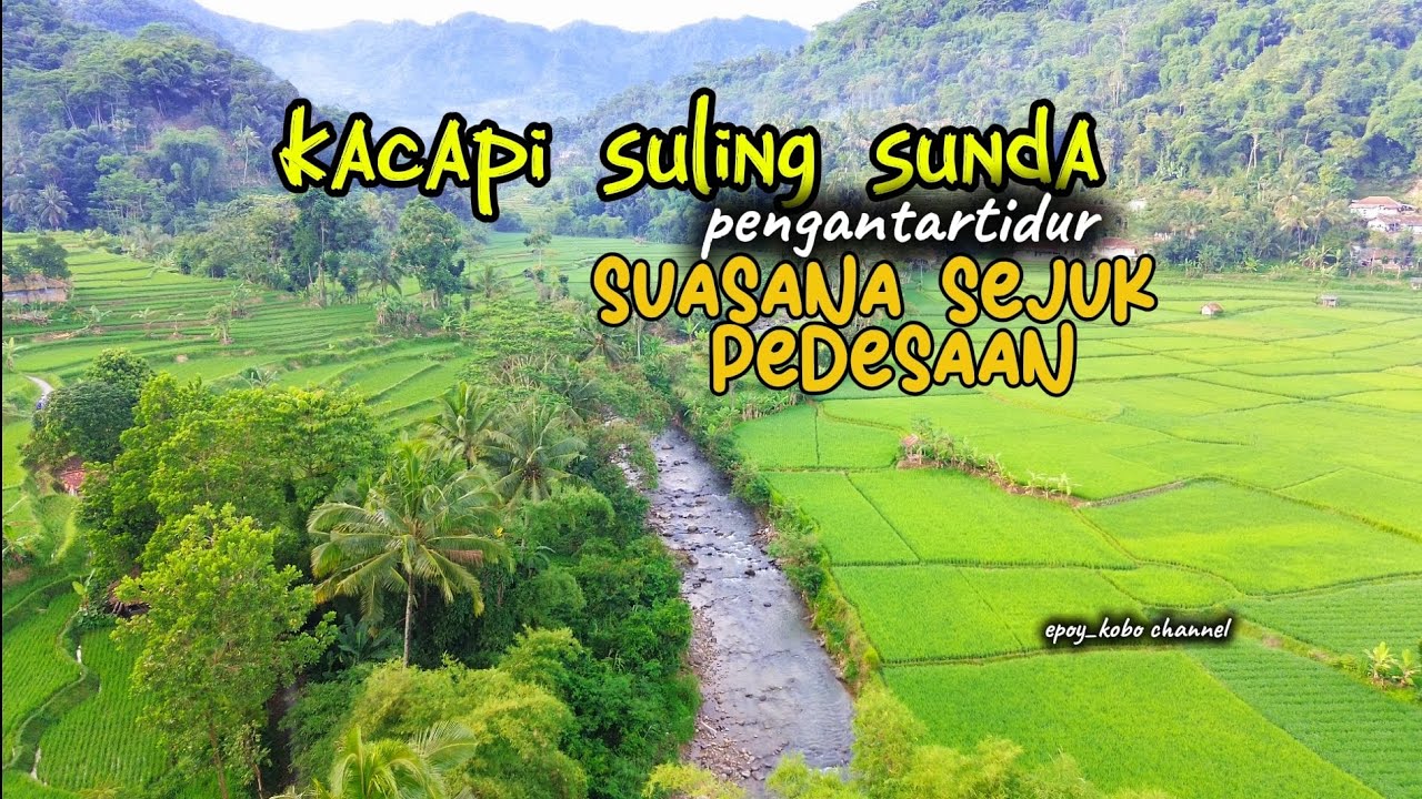 Suasana sejuk pedesaan |kacapi suling pengantar tidur| #pemandanganpegunungan #alamindonesia #sawah 