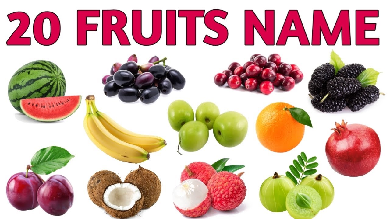 20 Fruits Name in English and Hindi | Kids Learning Fruits Name | Phalon Ke Naam