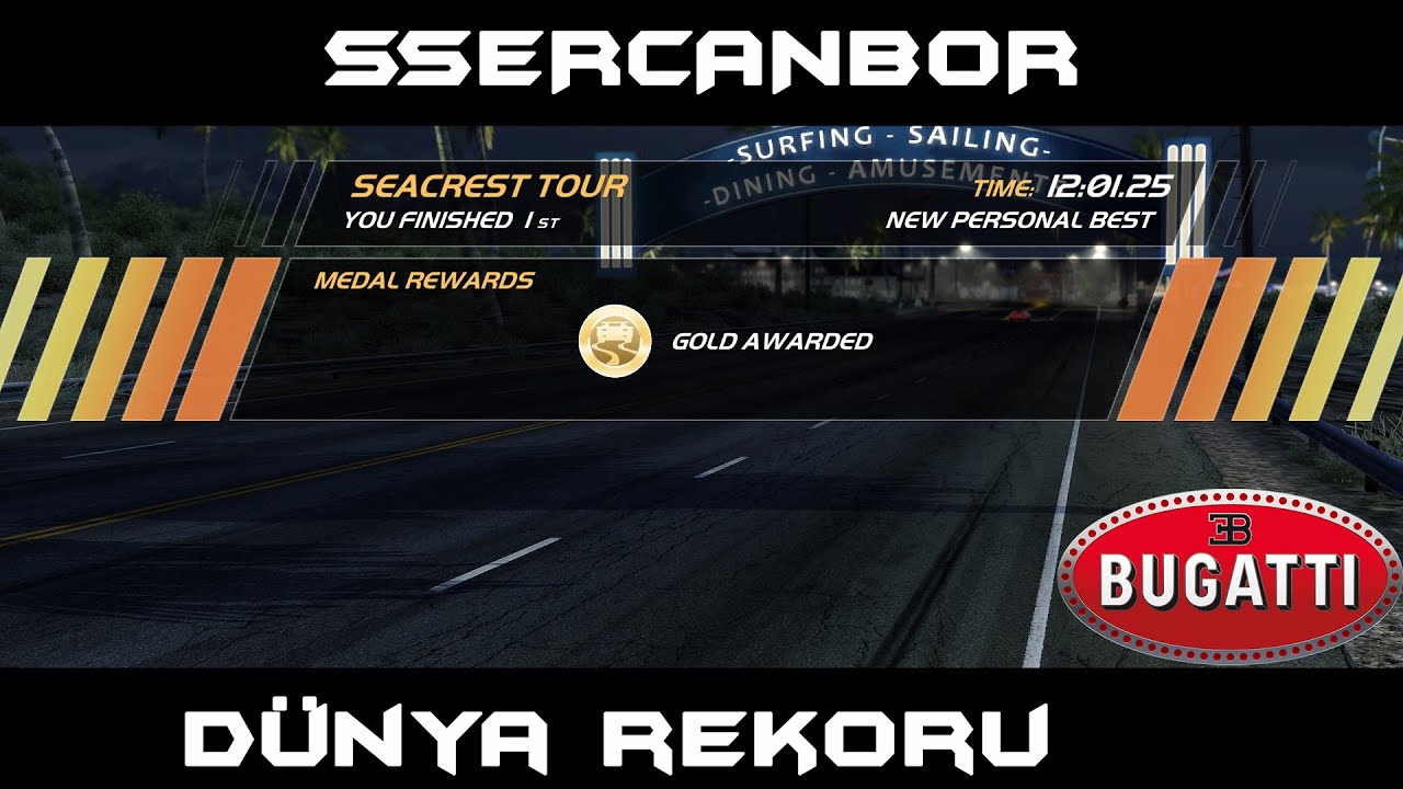 Need for Speed: Hot Pursuit 2010 ( 70km - 12:01:25 -  A World Record ) Bugatti Veyron